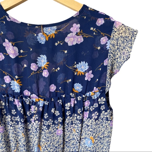 Misa Floral Print Navy Ruffle Dress XS - Picture 3 of 5